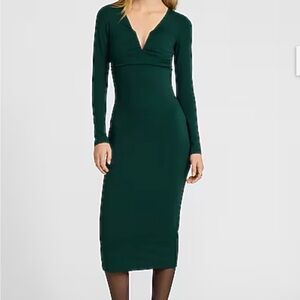 Express Elegant Body con Green Long Sleeve Dress size Medium new without tags